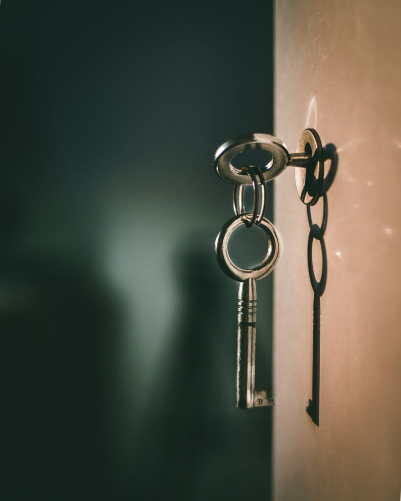 immagine di 2 chiavi e una è inserita nella porta